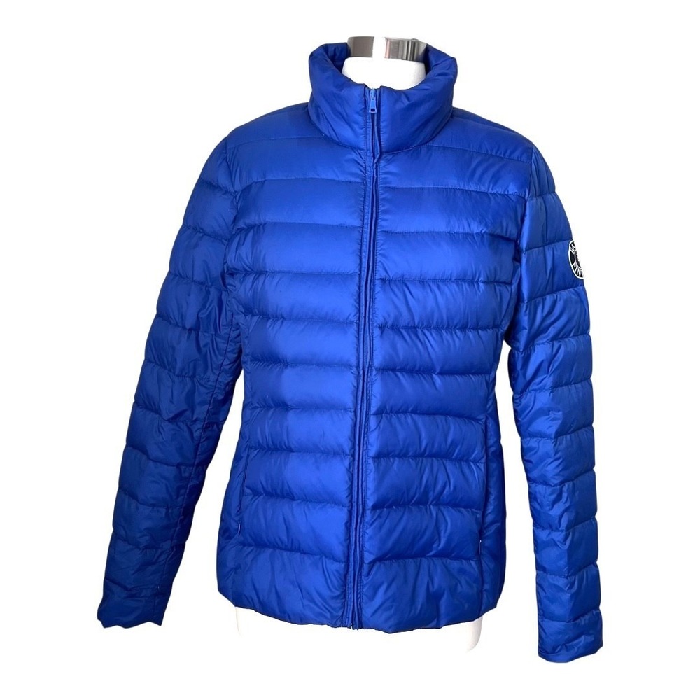 Bakni Finland Women Jacket Size XXL Down‎ Filled Puffer Jacket Full Zip Blue